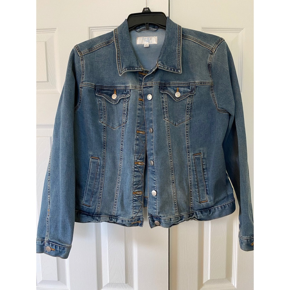 Time and Tru Denim Jacket Womens XL Blue Jean Classic Casual Boho Essential